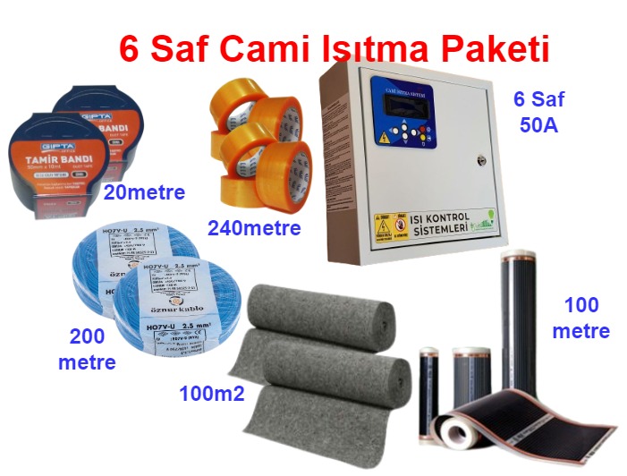 6 saf cami ısıtma sistemi paketi