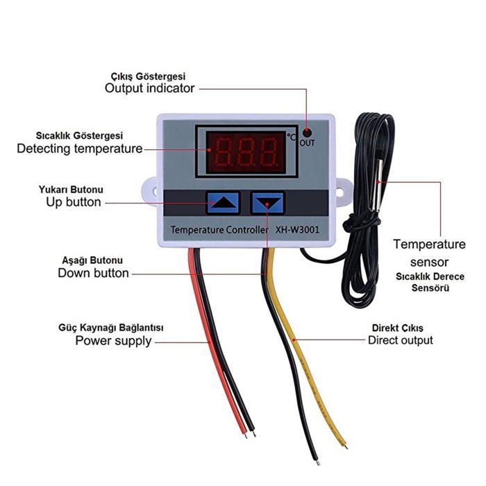 XH-W3001 220V AC Dijital Termostat 1500W