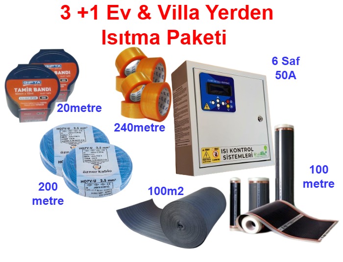 3 oda 1 salon ev villa ısıtma paketi