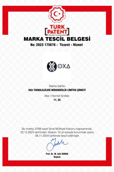 Oxa Marka Tescil Belgesi